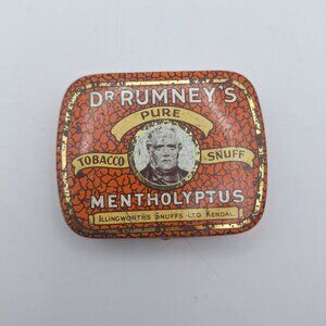 Dr Rumneys Pure Snuff Tin Small Mentholyptus Decoration Prop Vintage Kendal